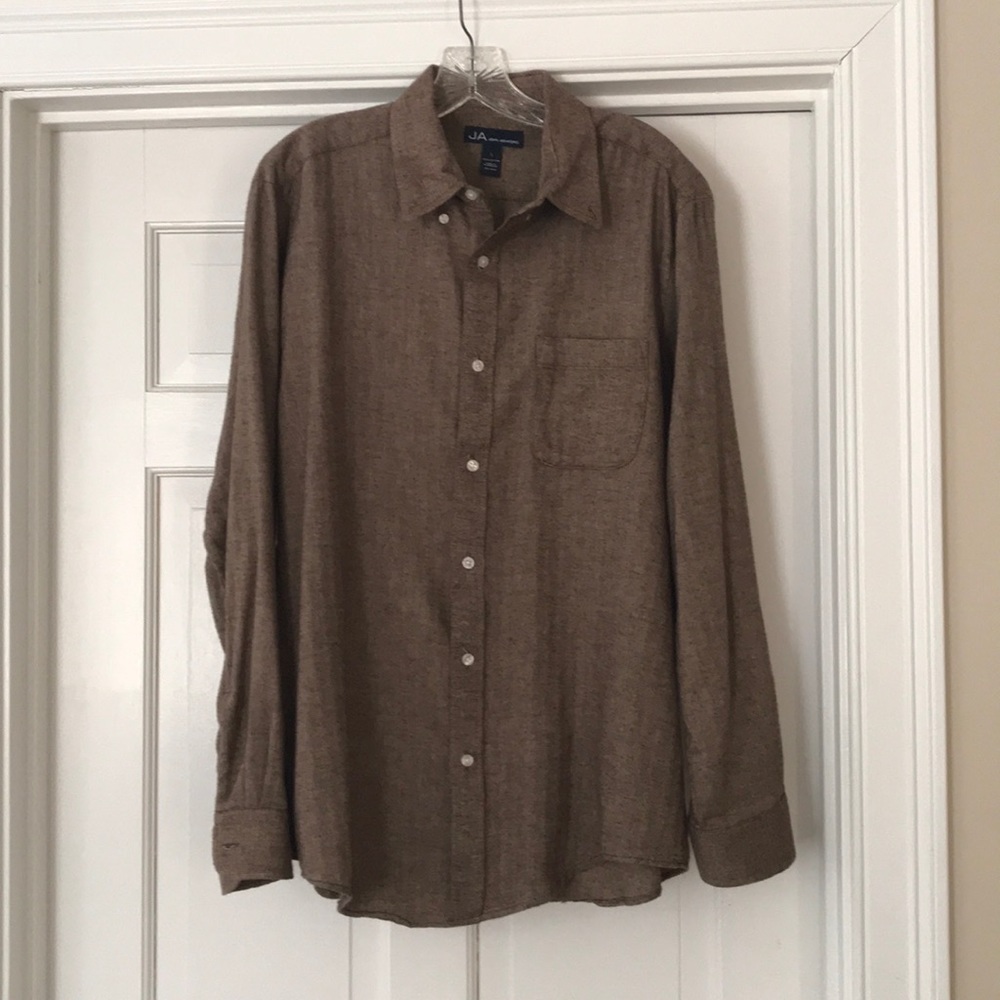Brown Herringbone Button-Up